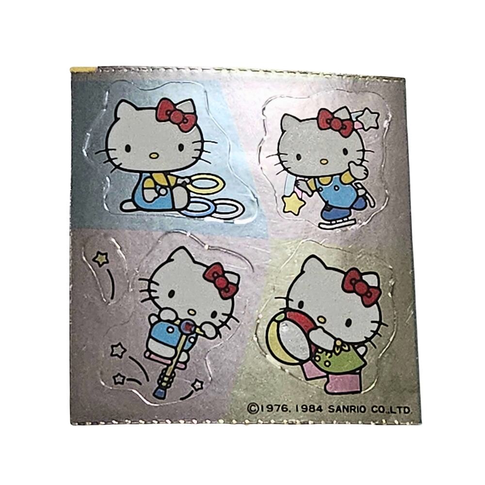'84 RARE Hello Kitty Sports Mylar Prismatic Mettallic Five Sticker Sheet Sanrio